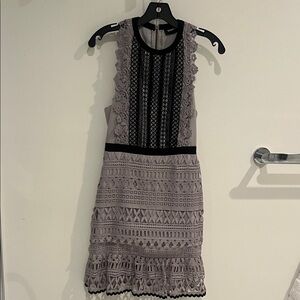 Sugarlips Elegant Black and Gray Patterned Mini Dress